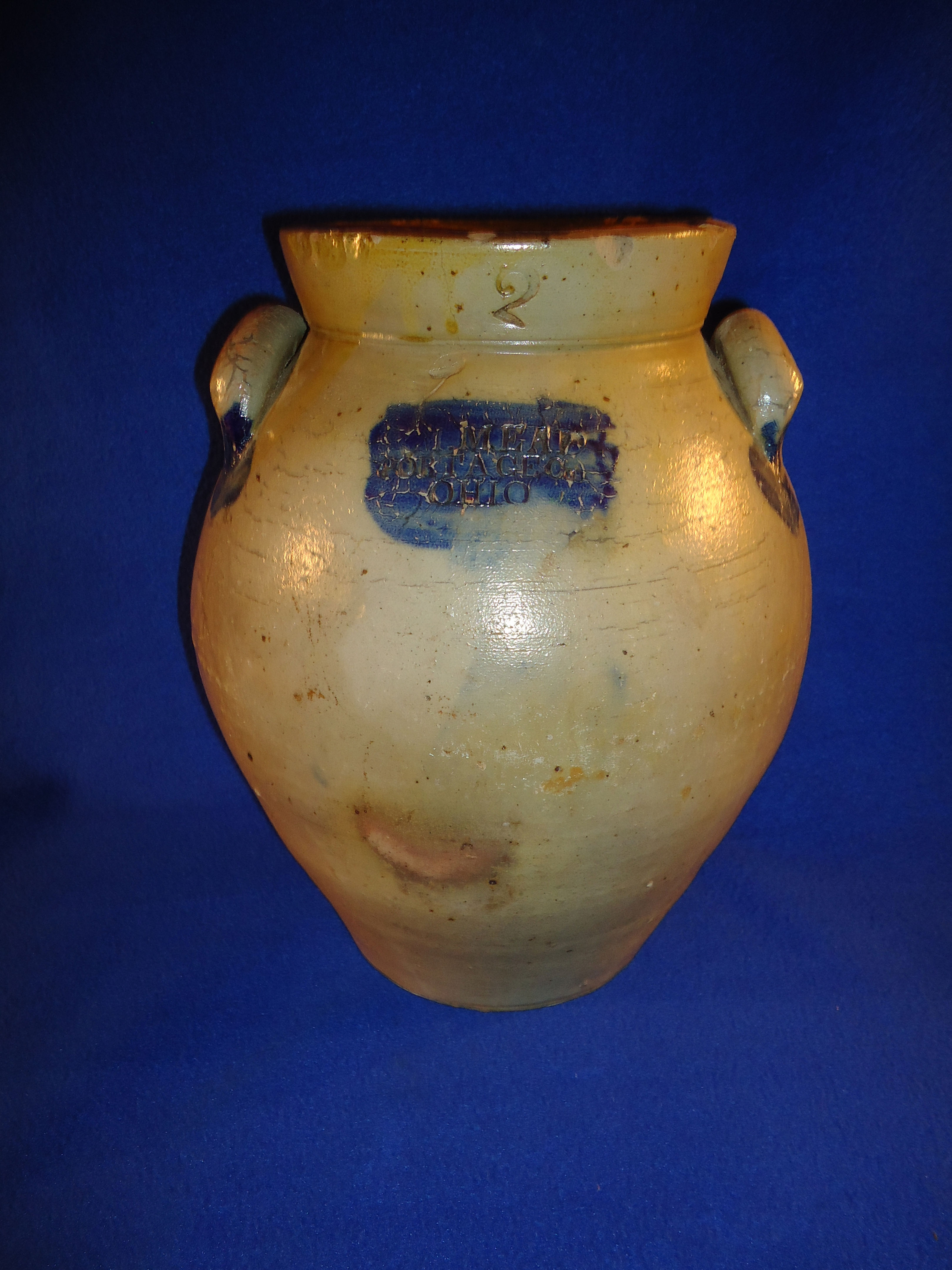 I. M. Mead, Portage Co., Ohio Stoneware 2 Gallon Ovoid Jar #6537
