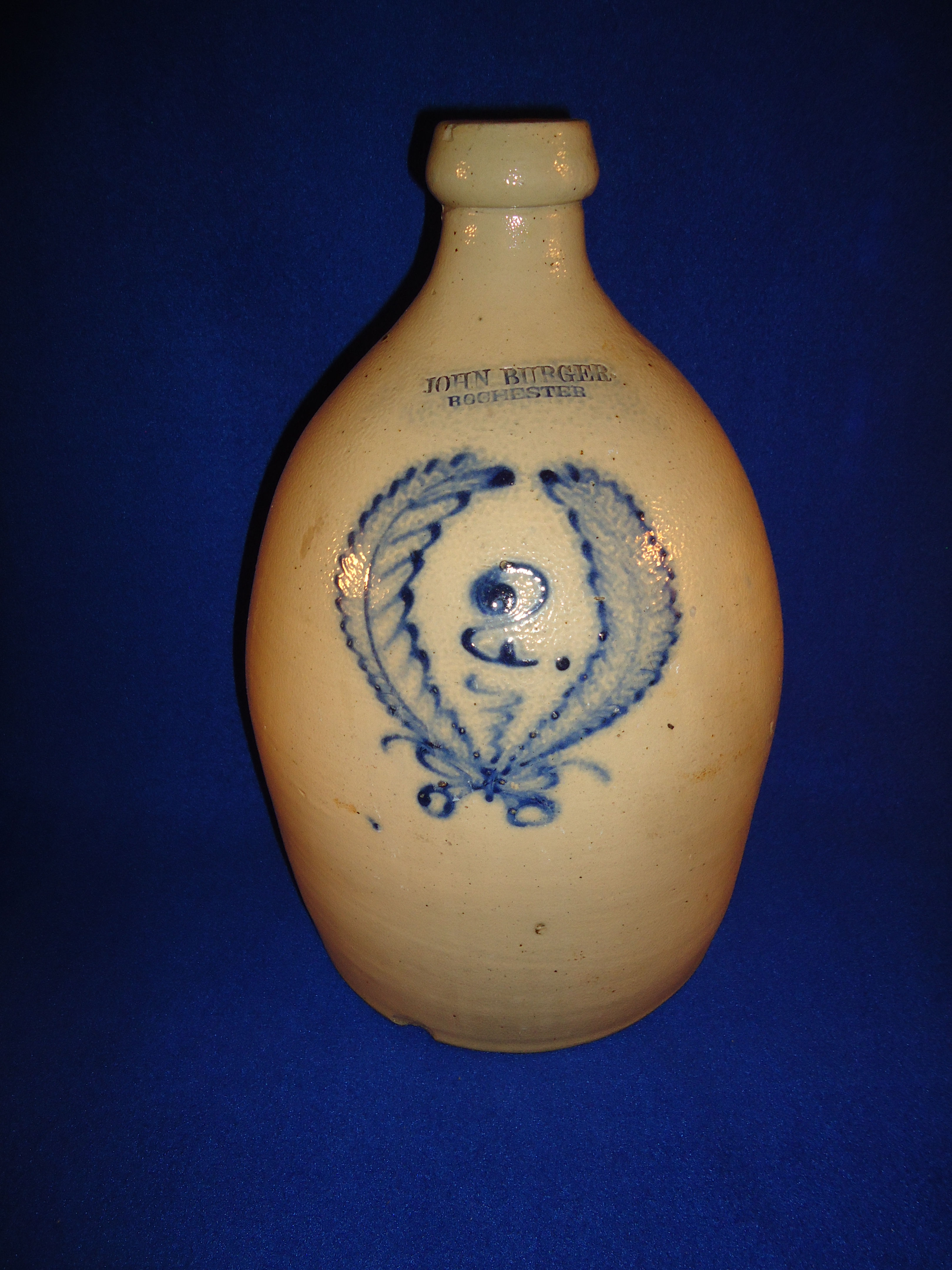 John Burger, Rochester, New York 2g Jug with Wreath #10365