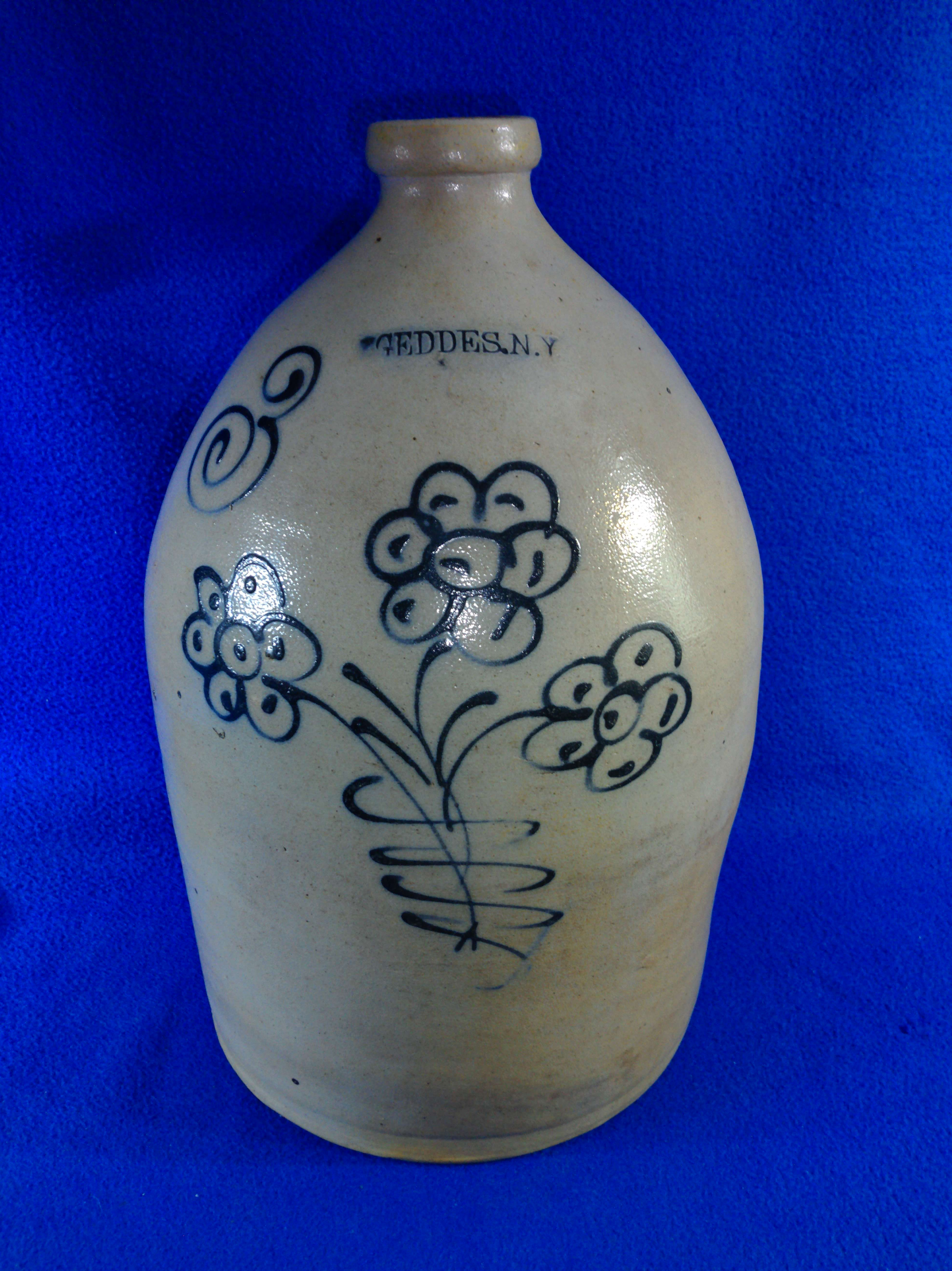 Geddes, New York Stoneware 3 Gallon Jug with Daisies #12809