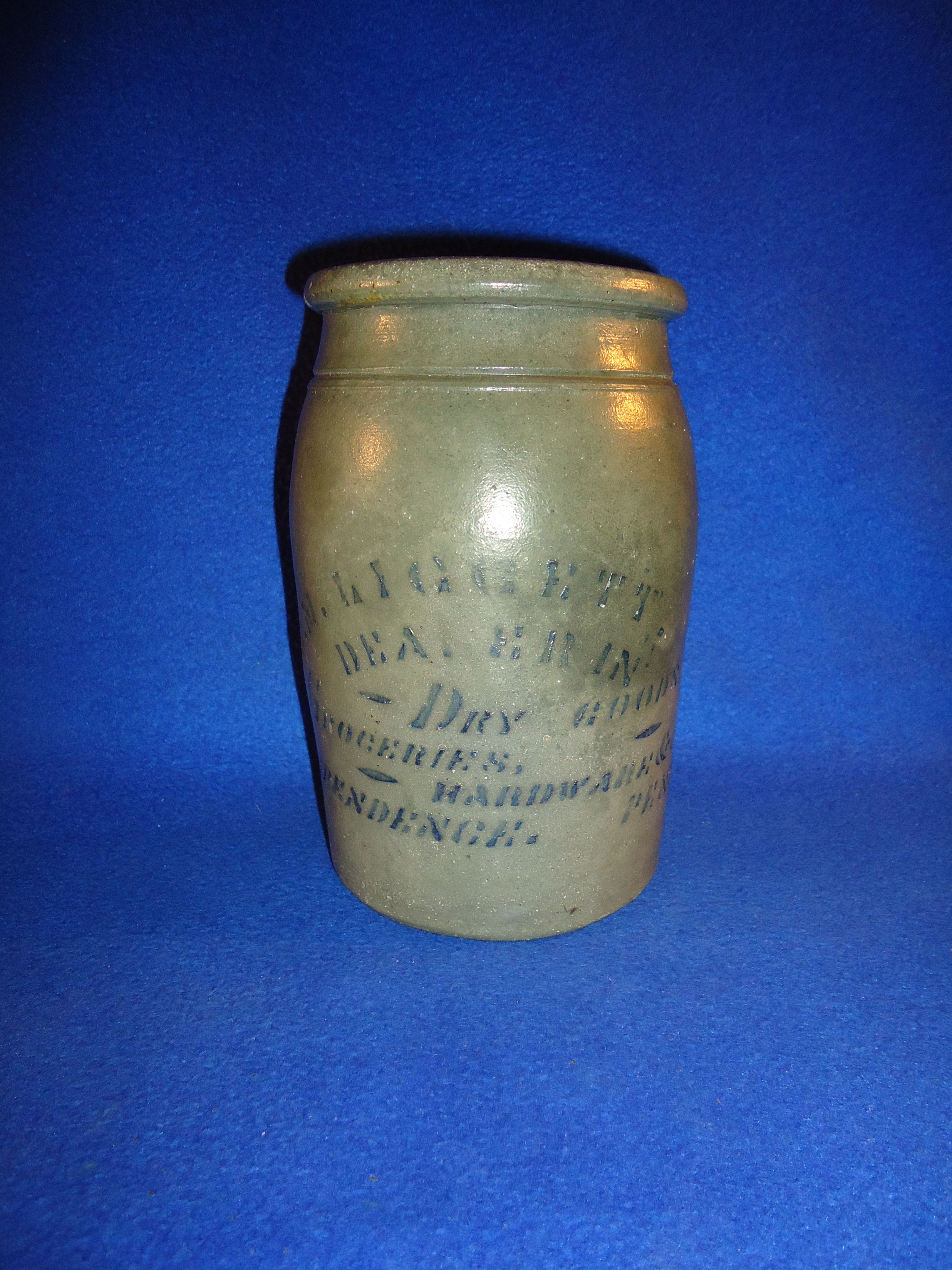C. M. Liggett, Independence, Pennsylvania 8" Stoneware Merchant Jar #1074