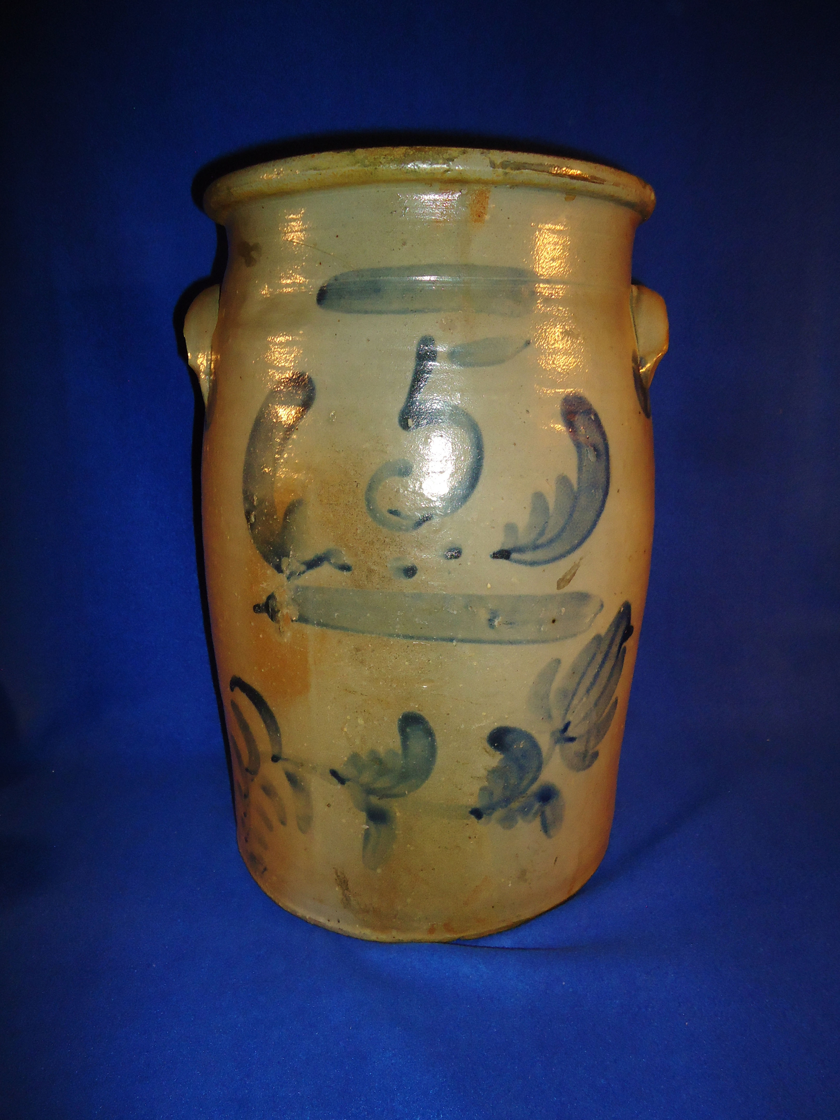 Circa 1870 5 Gallon Stoneware Jar att. Beaver, Pennsylvania #11460