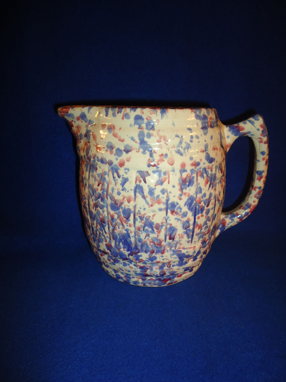 Stoneware Barrel Pitcher with Confetti Glaze, Morton Pottery of Illinois #3612