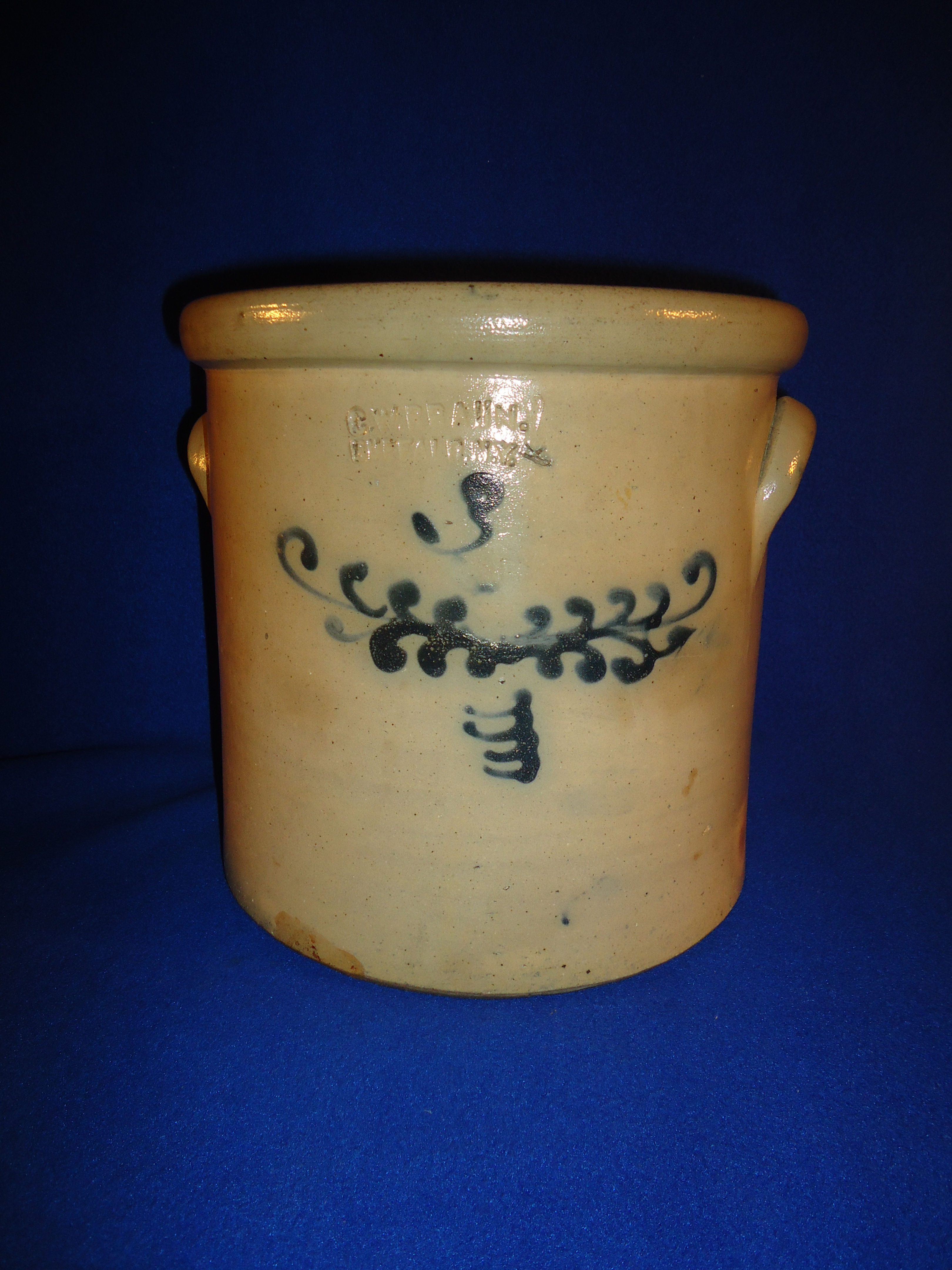 C. Braun, Buffalo, New York Stoneware 3 Gallon Crock w/ Garland #10712