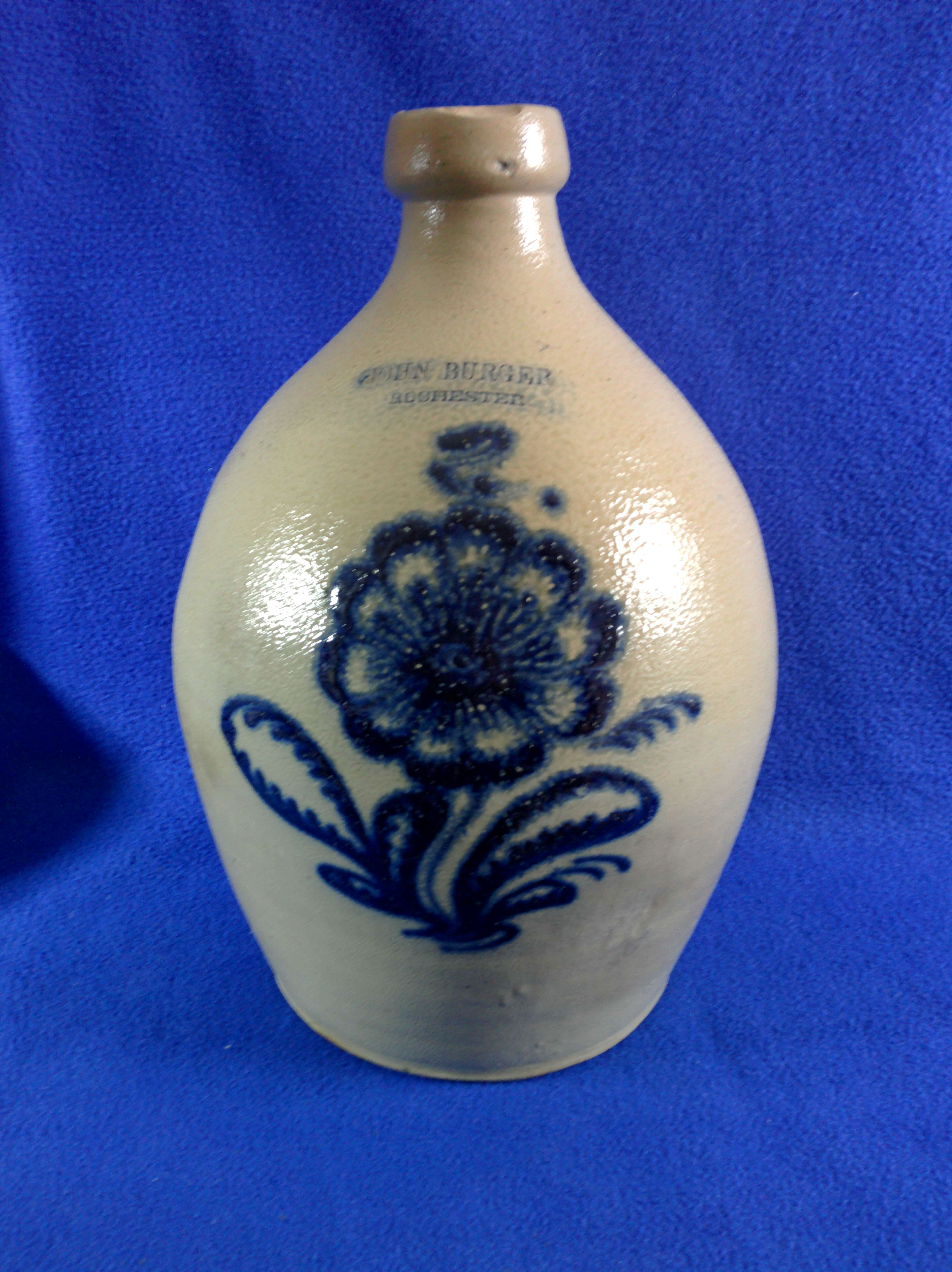 John Burger, Rochester, New York Stoneware Jug with Daisy #12412