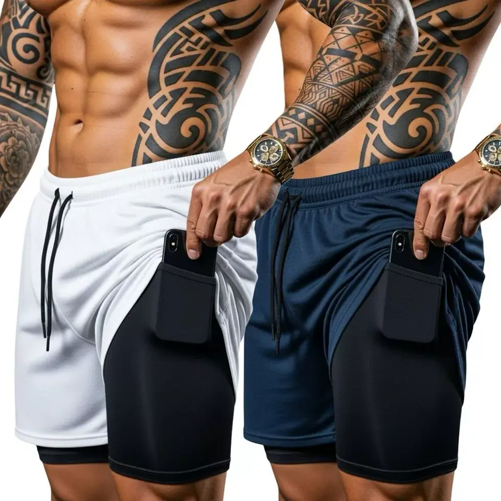 Thumbnail: Cópia de Men's 2-Pack 2-in-1 Gym Shorts – Athletic Training Shorts with Phone Po