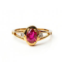 Rubinring mit Diamanten in 750 Rosegold