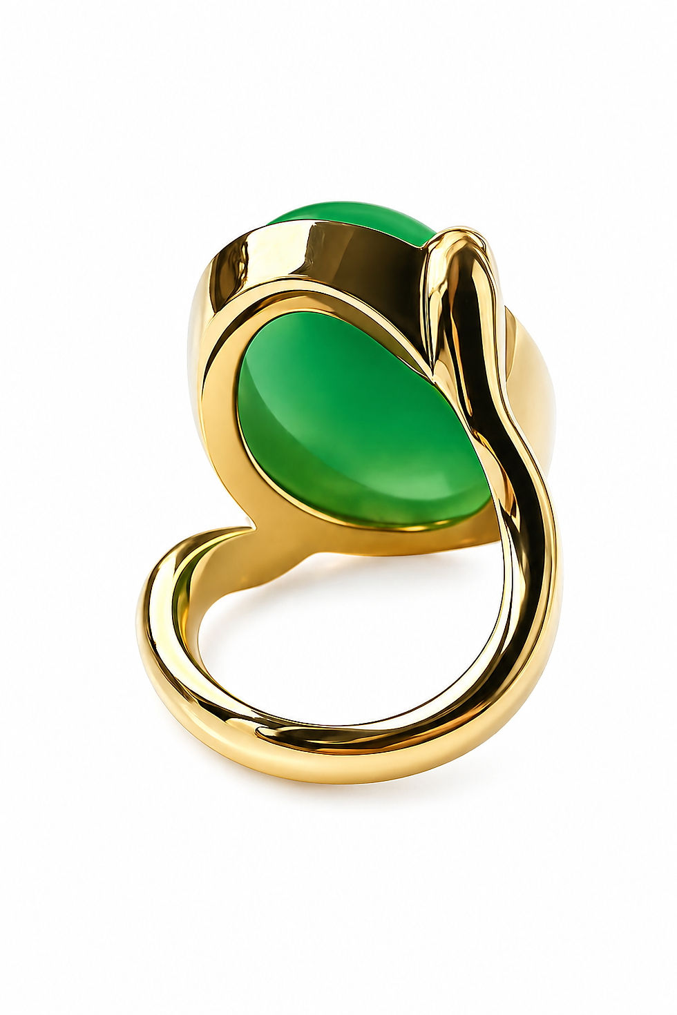 Thumbnail: Ring with a 25 carat Chrysoprase and orange sapphires in 18k yellow gold