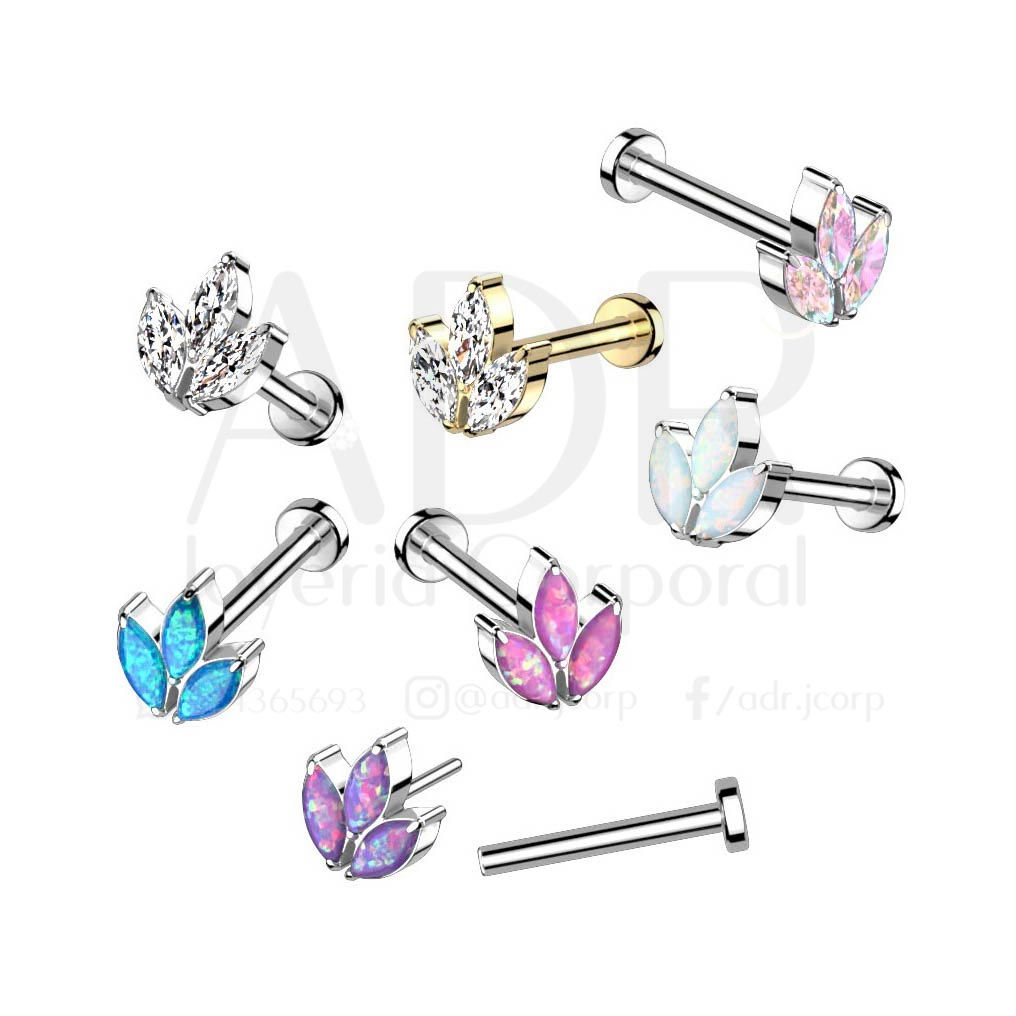 Piercing Labret Trinity Marquise Opalo Titanio - Arete - ADR Joyería Corporal