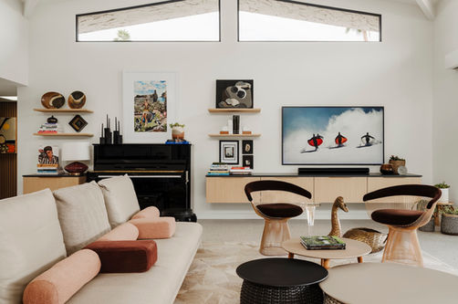 Living room lighting inside a Mid-Century Modern home in Palm Springs, CA