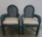 Thumbnail: 3pc. CANE BAMBOO DINING SET with CREAM CUSHIONS