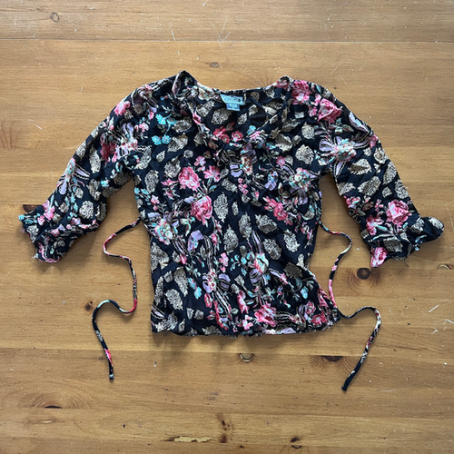 sheller 3D flower ruffle tops sheller 3D flower ruffle tops