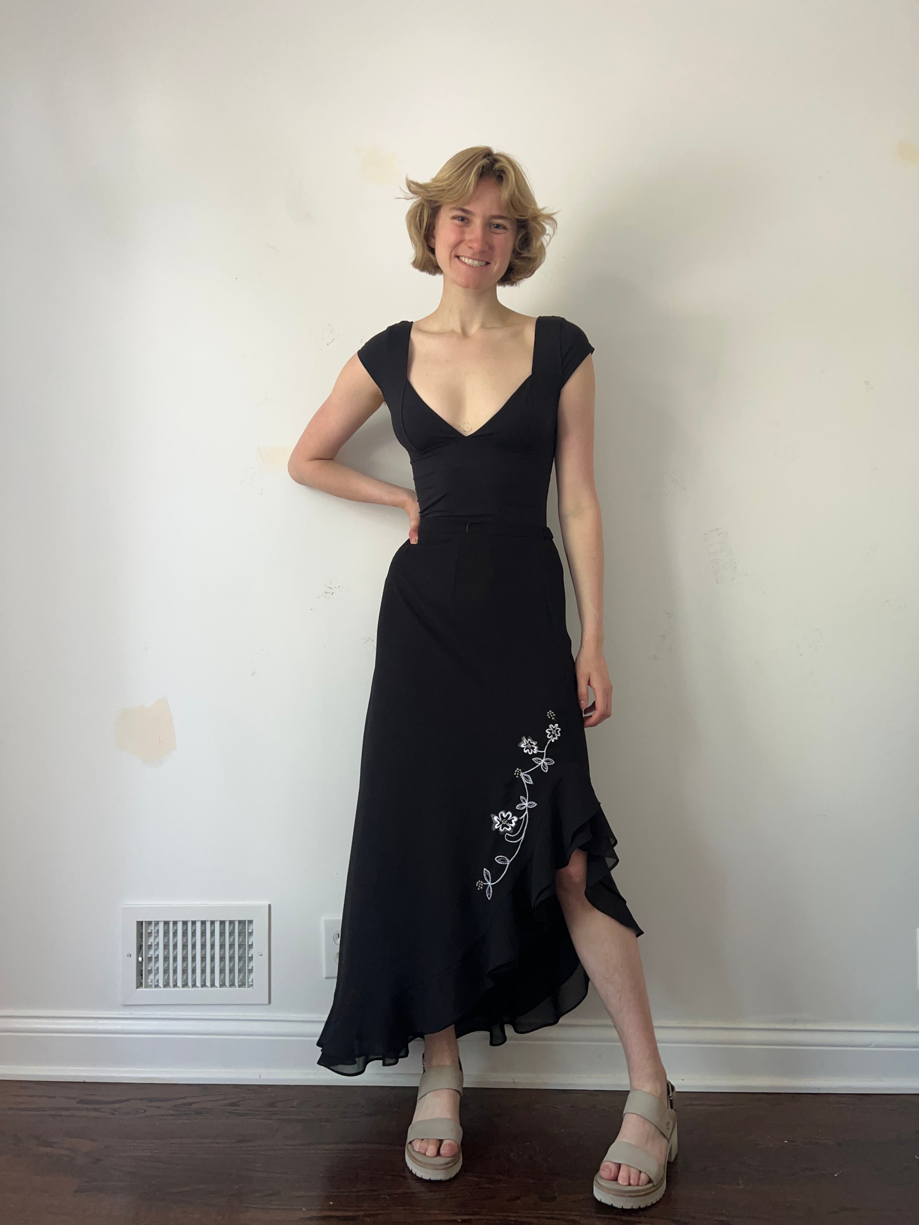 Ruffled Flower Maxi Skirt