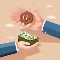 Two hand showing money and coin