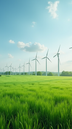 a green land with wind