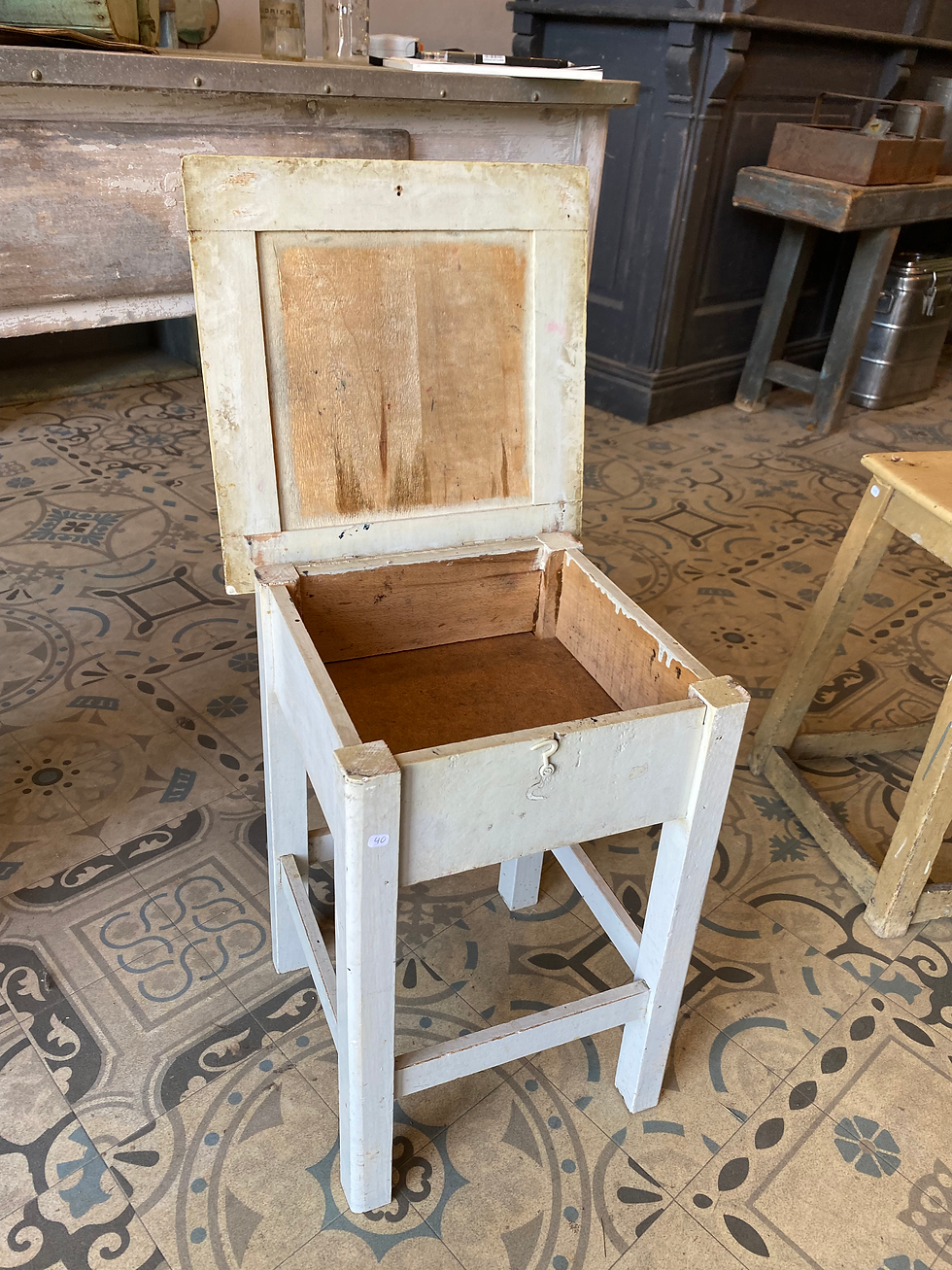 Miniature : Tabouret coffre blanc 