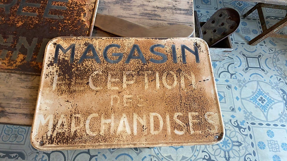 Miniature : Plaque ancienne de magasin en métal 