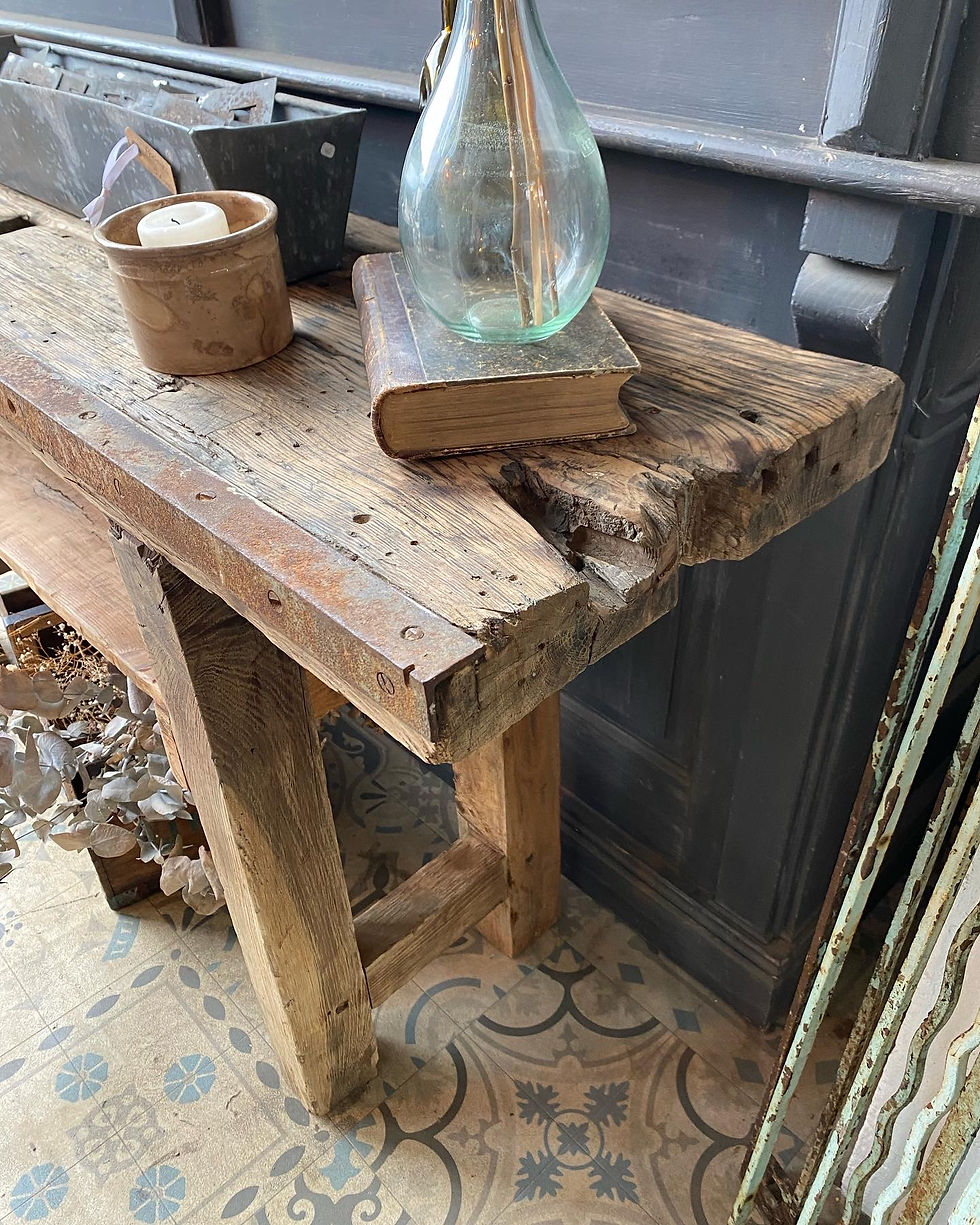 Miniature : Établi console en chêne 