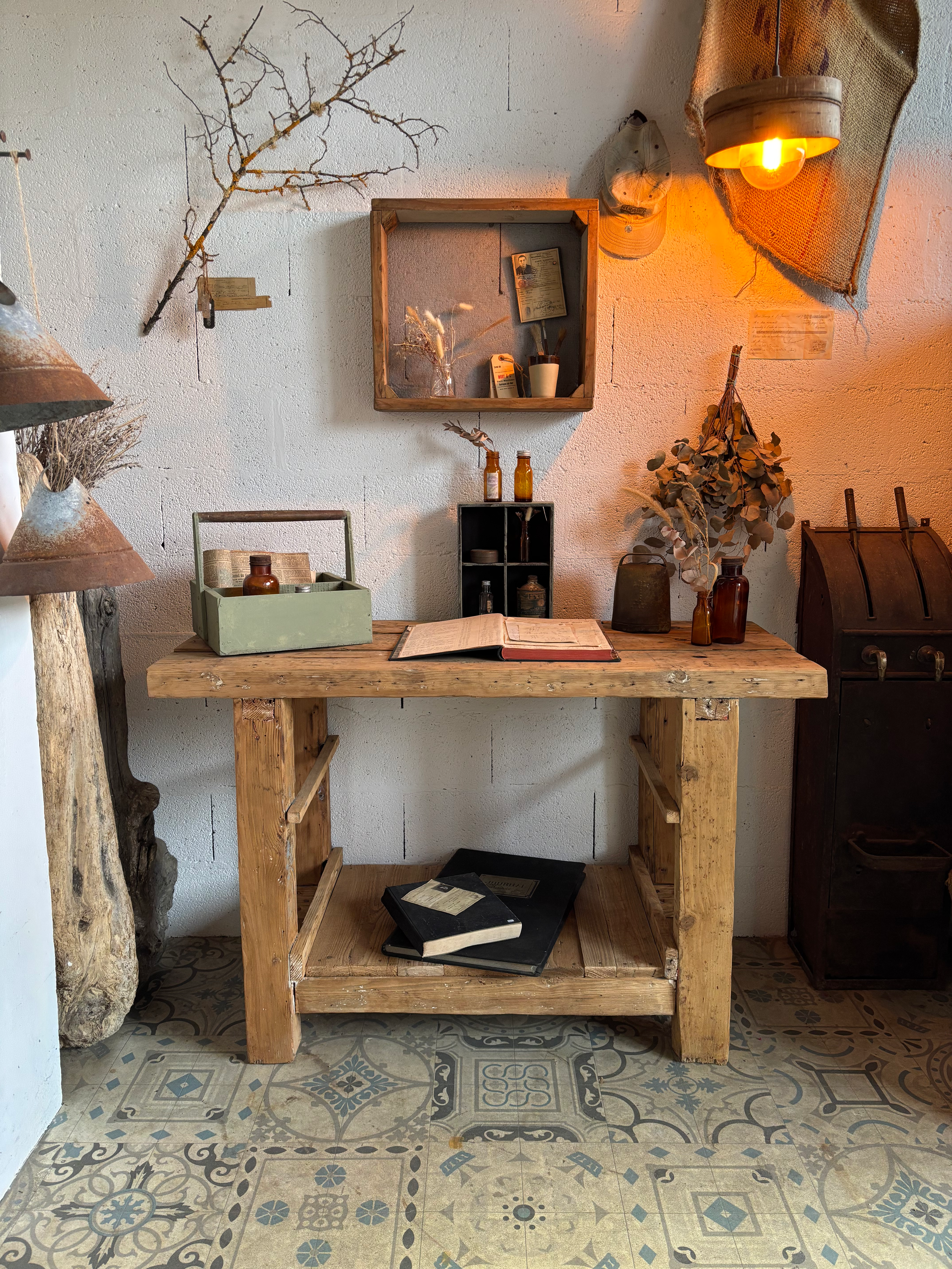 Table de métier / établi en sapin 