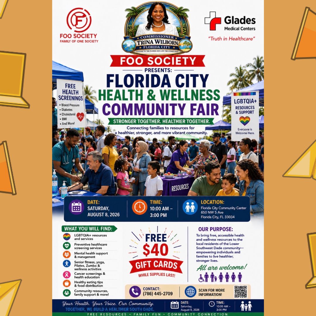 The event poster for Florida City Health and Wellness Community Fair.
