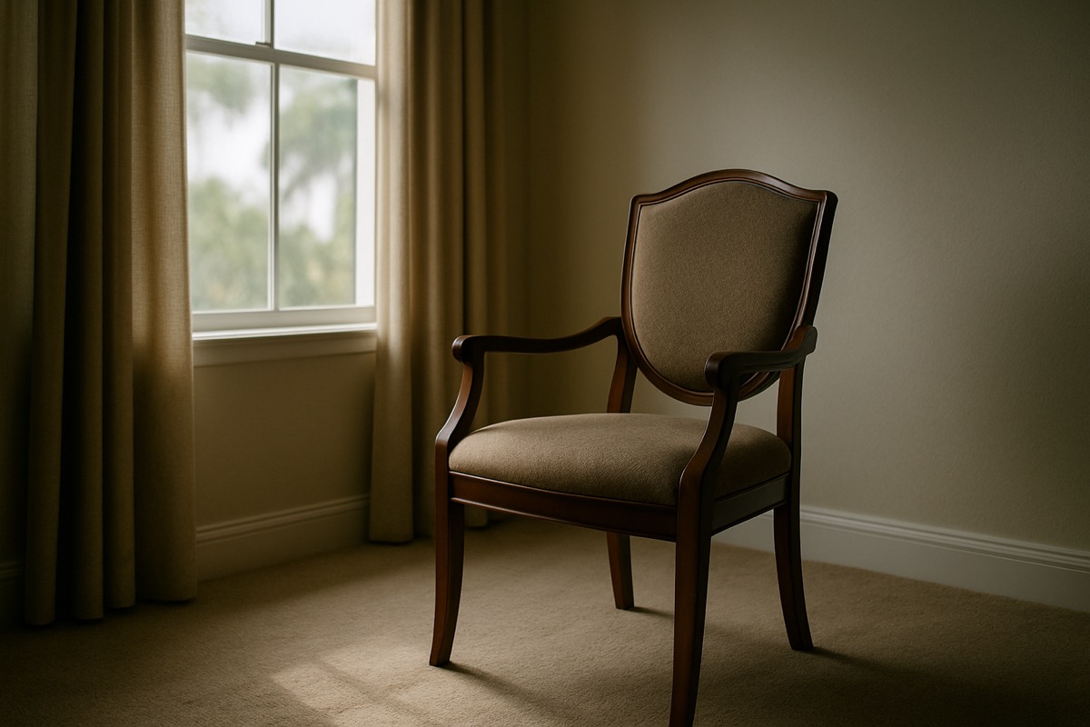 A single chair by a window with soft afternoon light filling a quiet room