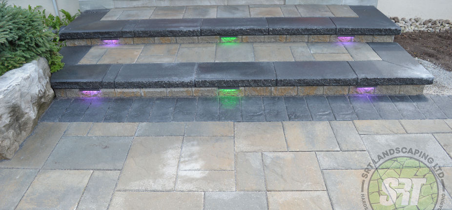 Wider Steps, like landing steps. two steps customized interlock stone in Glen Williams.