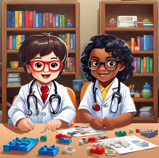 Kids dressed as future doctors