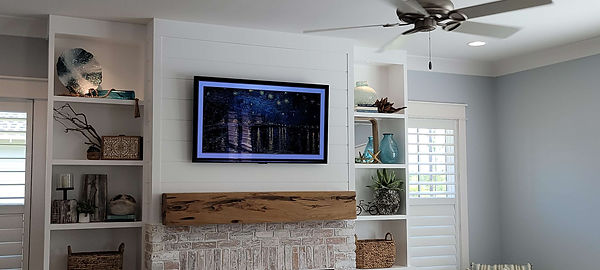 ctech llc tv install 30a, shiplap fireplace tv mounting