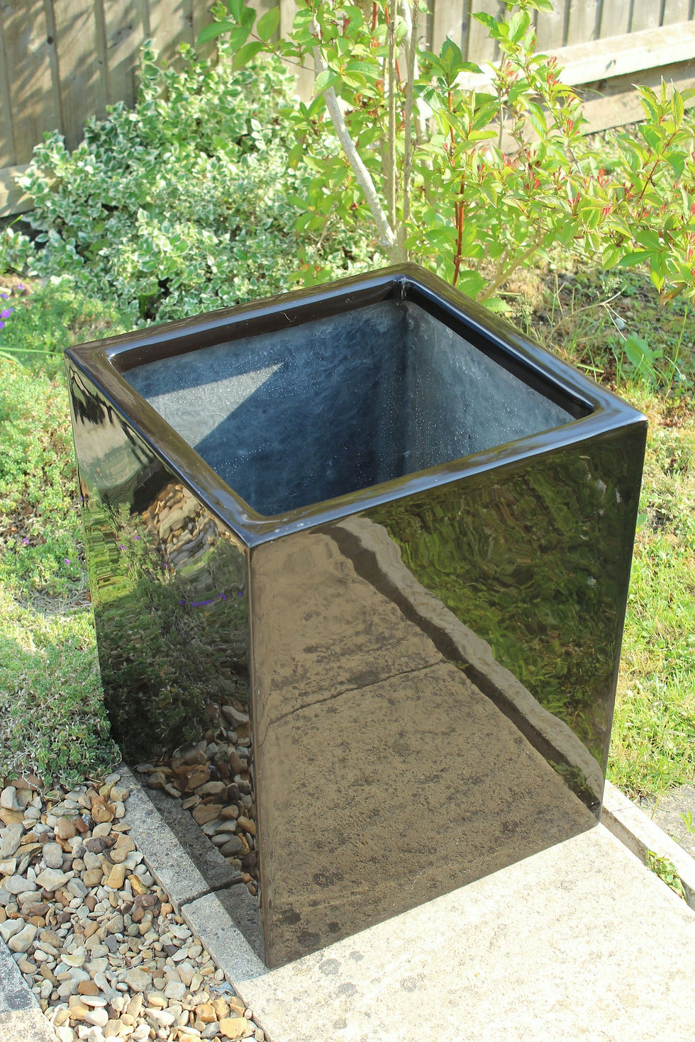 Thumbnail: Black rectangular fibreglass planter