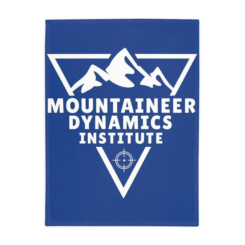 White Mountaineer Dynamics Institute logo on blue background Mountaineer Dynamics.