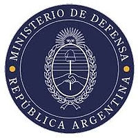 Escudo del Ministerio de Defensa de la República Argentina, con texto en círculo.