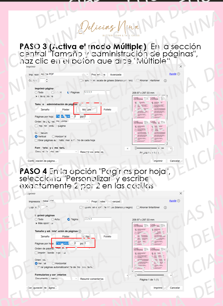 Miniatura: Tarjeta imprimible para traslado y corte de tortas