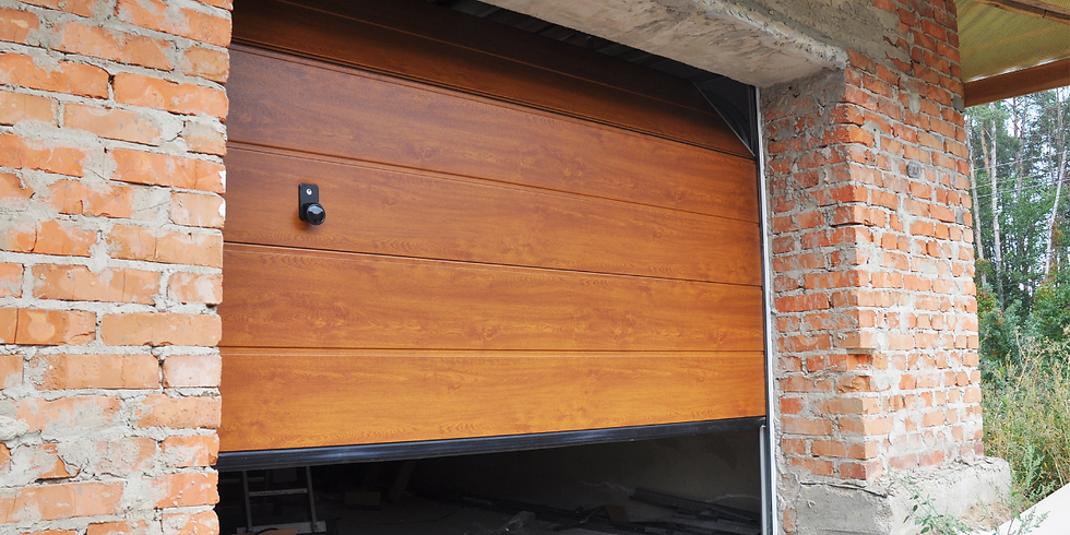 garage door in a brick house