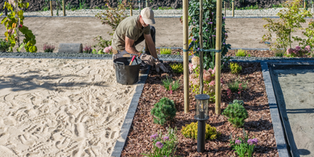 gardener working on a landscape design