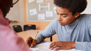 tutor teaching a male student