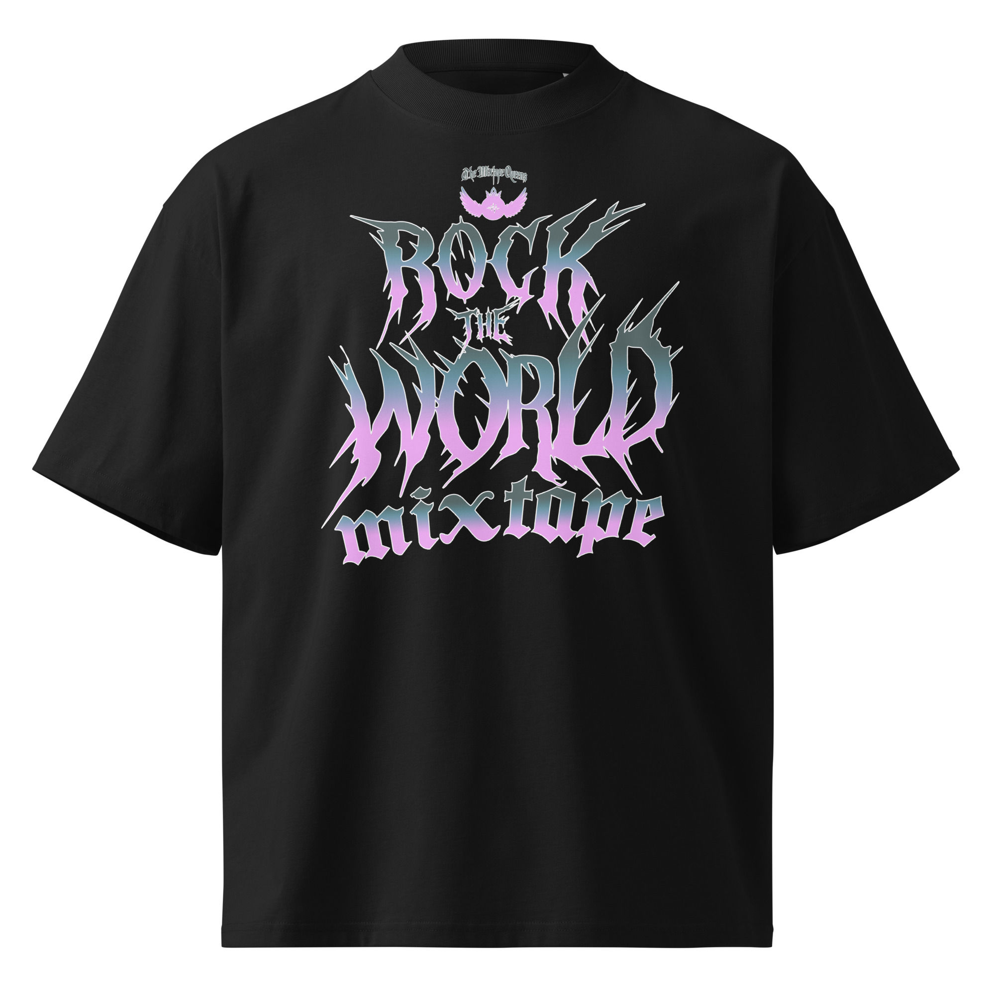Rock The World Unisex organic oversized high neck t-shirt