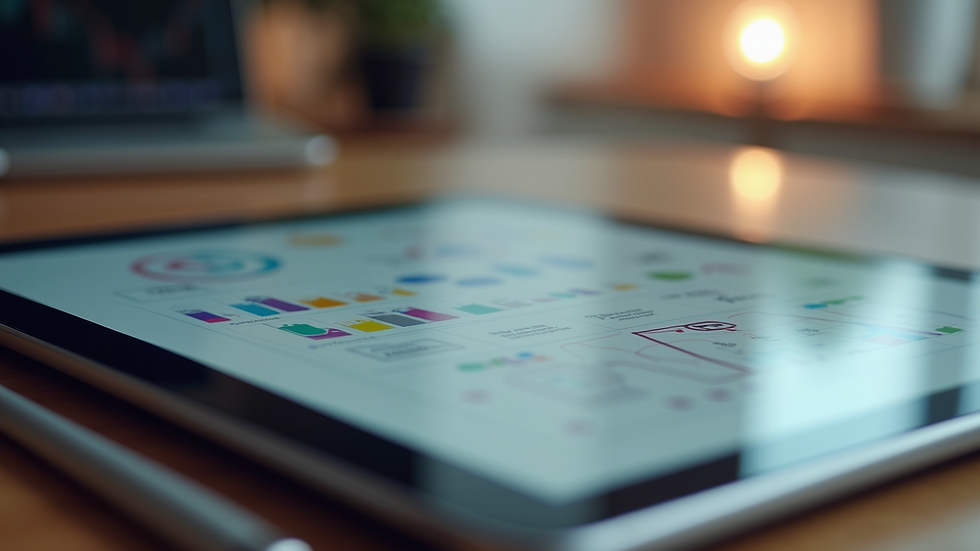 Close-up view of a digital tablet displaying instructional design workflow
