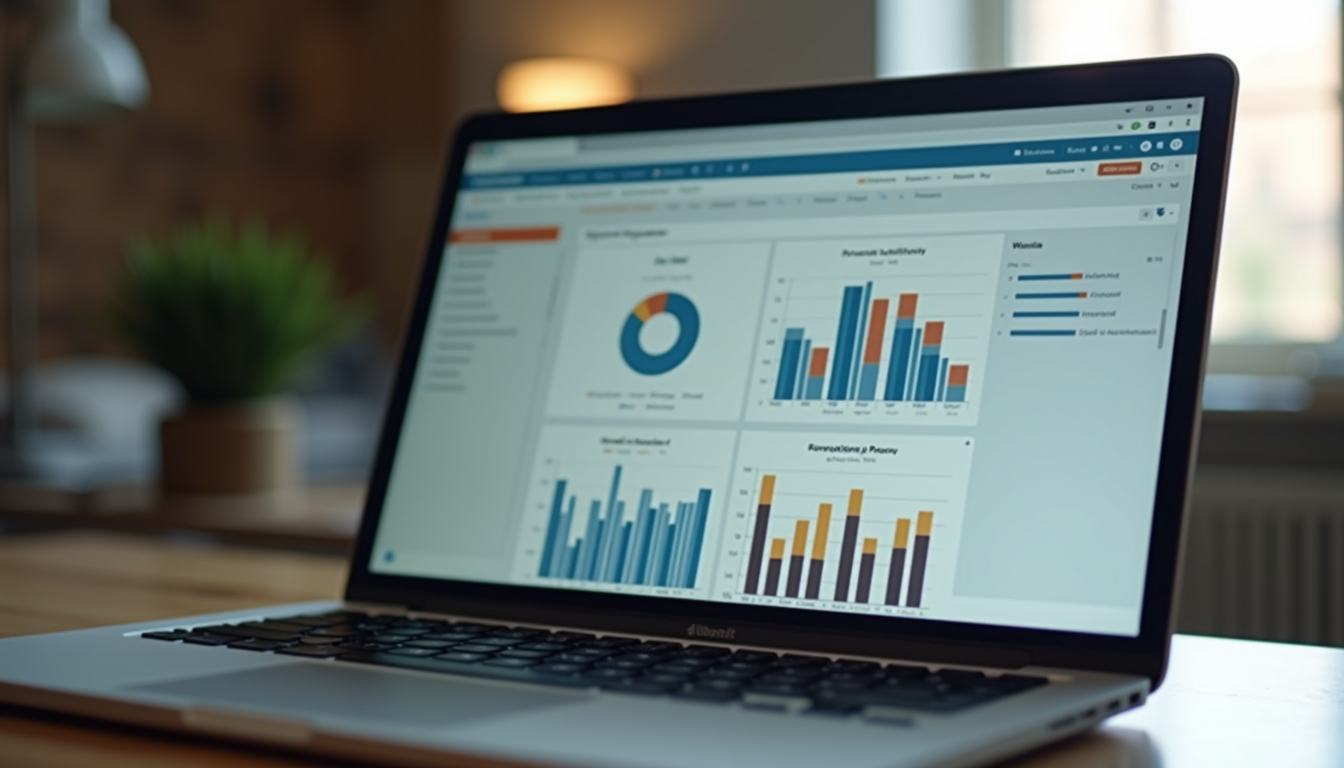 Close-up view of a laptop screen displaying an online training dashboard