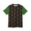 Thumbnail: Black All-Over Print Tee — "Roots & Respect" Reggae Pattern