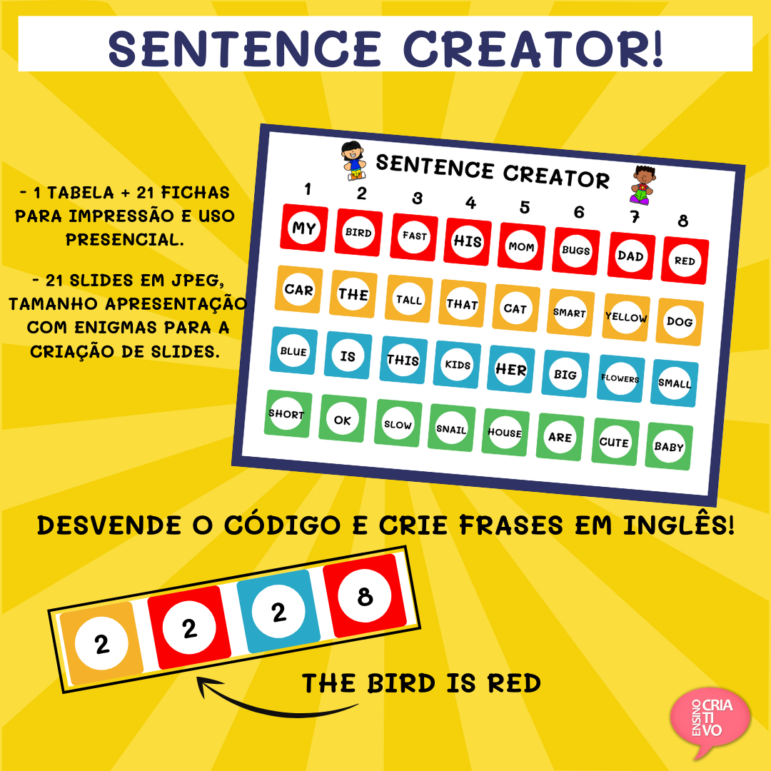 SENTENCE CREATOR - Criador de frases em inglês.