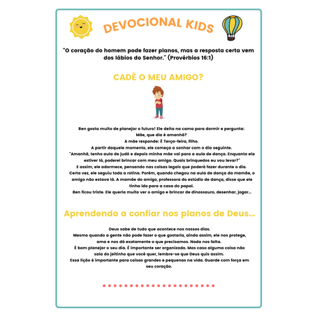 Devocional Kids - Lidando com planos que não dão certo.