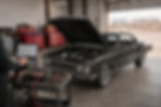 Classic restomod undergoing diagnostic and road-validation checks at Custom Auto Creations in Corrales, New Mexico