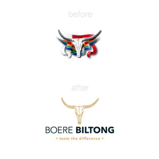 a before and after image of a boere biltong logo