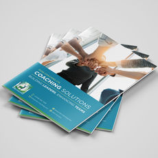 a stack of brochures for ross coaching solutions building leaders enhancing teams