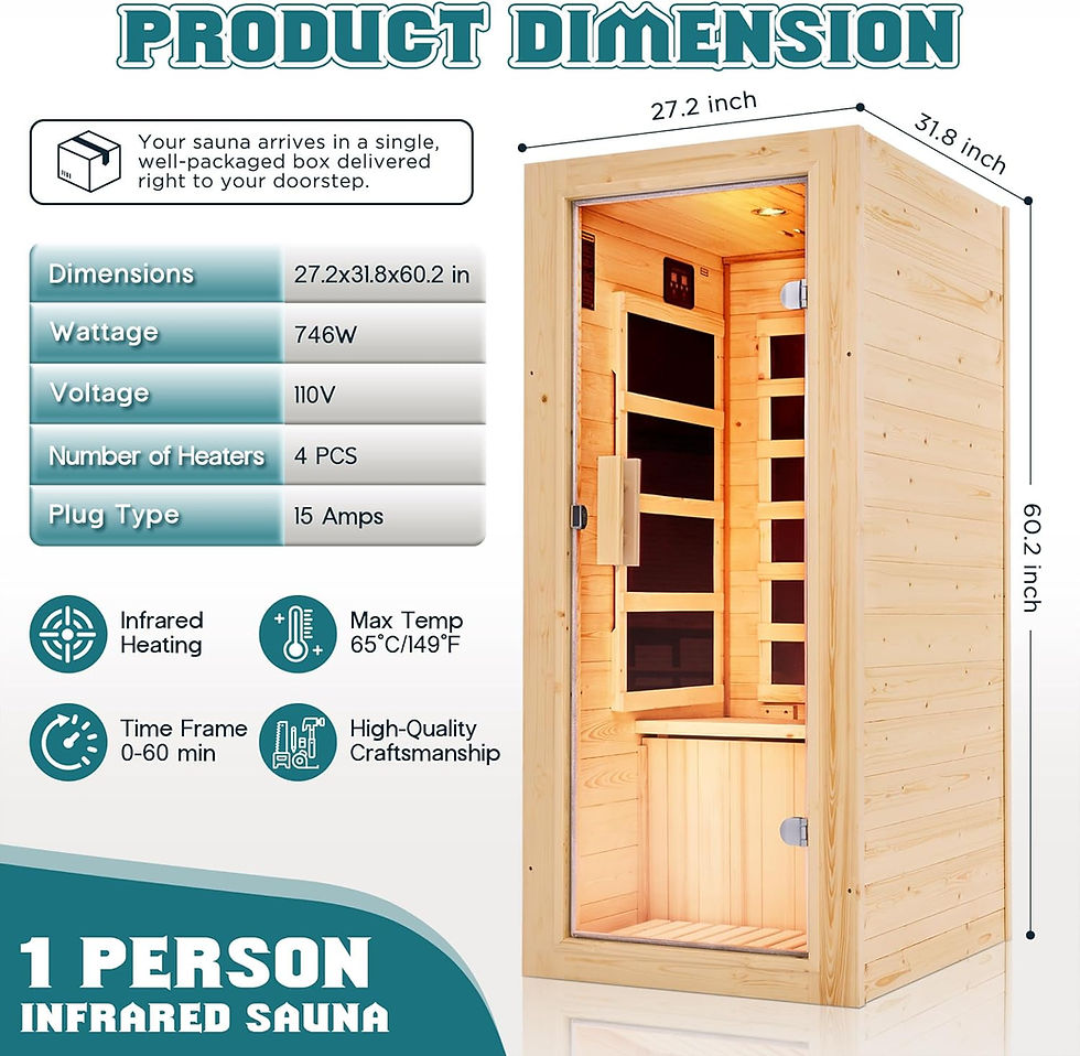 Miniature : Sauna infrarouge compact pour 1 personne – Spa d'intérieur en bois d'épicéa