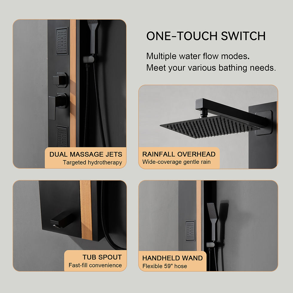 Miniature : Four shower functions: rainfall, jets, spout, wand