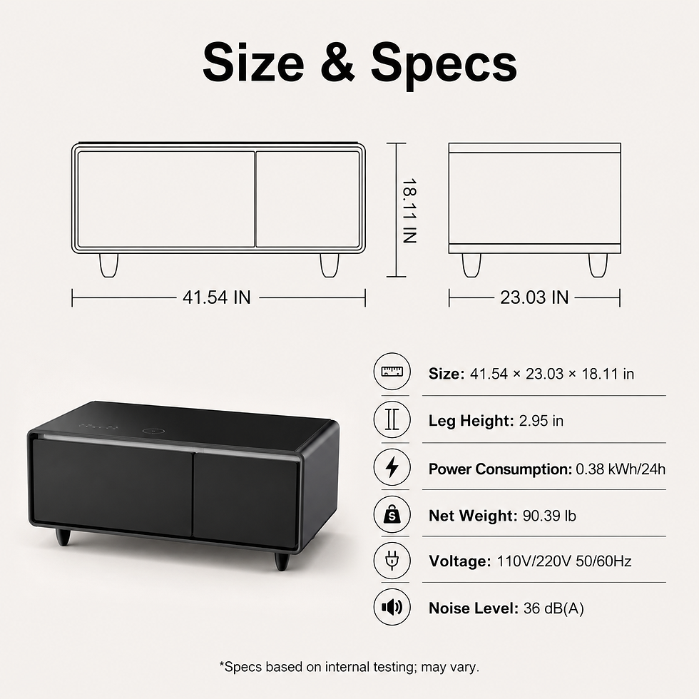 Miniature : 93L smart coffee table size and specifications