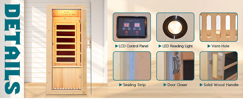 Miniature : Sauna infrarouge compact pour 1 personne – Spa d'intérieur en bois d'épicéa