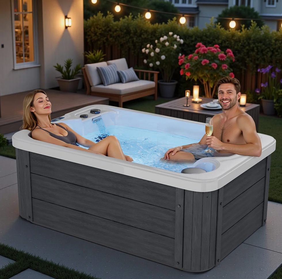 Miniature : Spa extérieur 2 places prêt à l'emploi avec cascade LED, ozoniseur et couverture