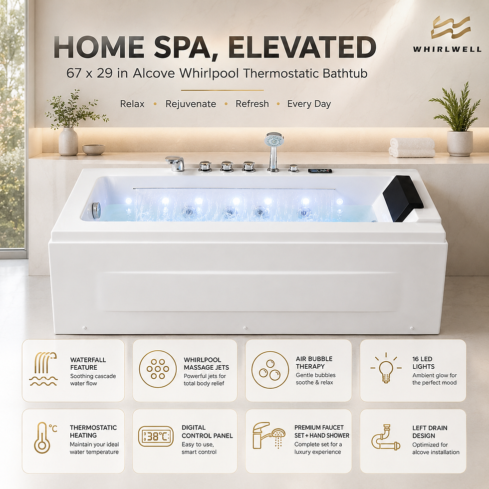 Q351N 67 x 29 in whirlpool bathtub with spa features and digital control