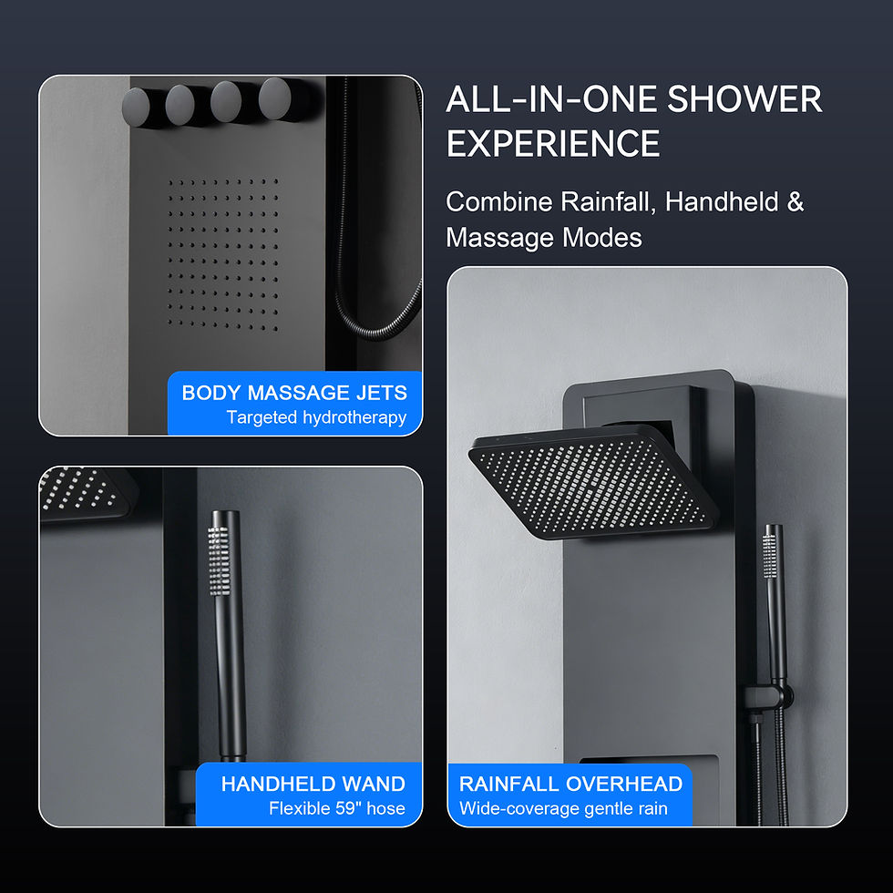 Miniature : All-in-one shower panel with rainfall, handheld and body massage jets